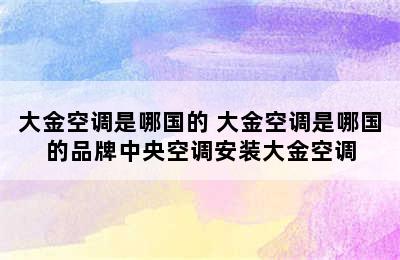 大金空调是哪国的 大金空调是哪国的品牌中央空调安装大金空调